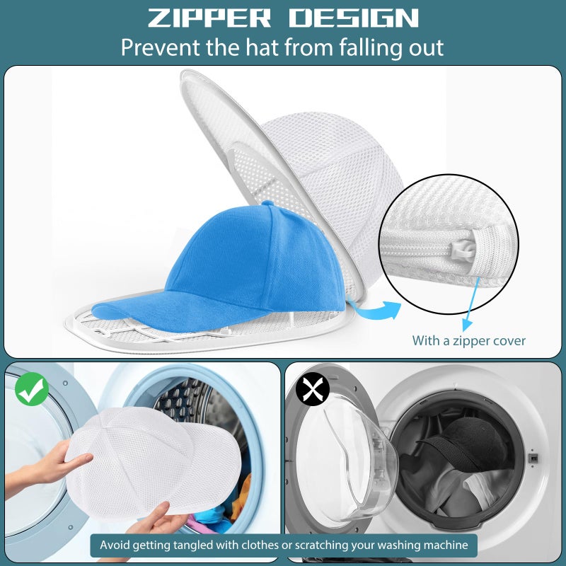 Eiito Hat Washer for Washing Machine,Hat Cleaner for Baseball Caps with Frame Cage and Mesh (1Pack white with mesh) - Image 3